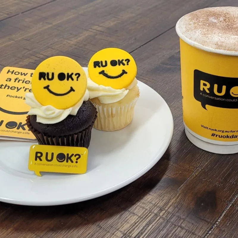 R U OK Day cupcakes and coffee
