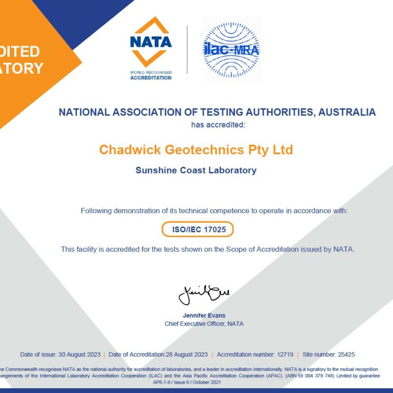 NATA accreditation certificate