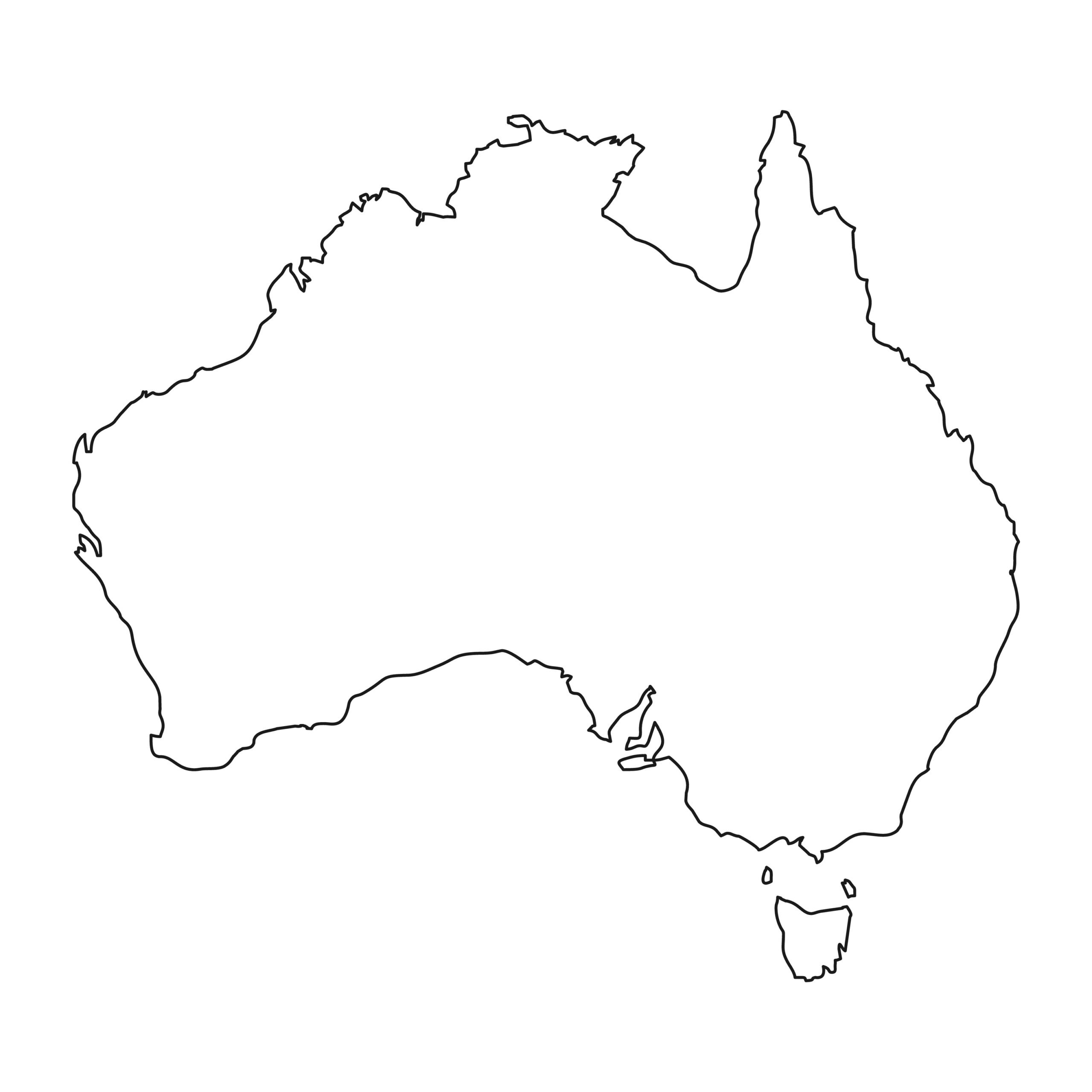 The outline of a map of Australia