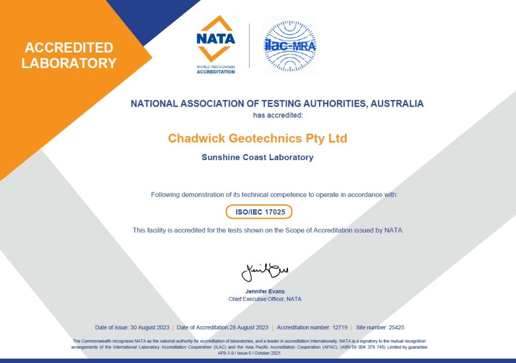 NATA accreditation certificate